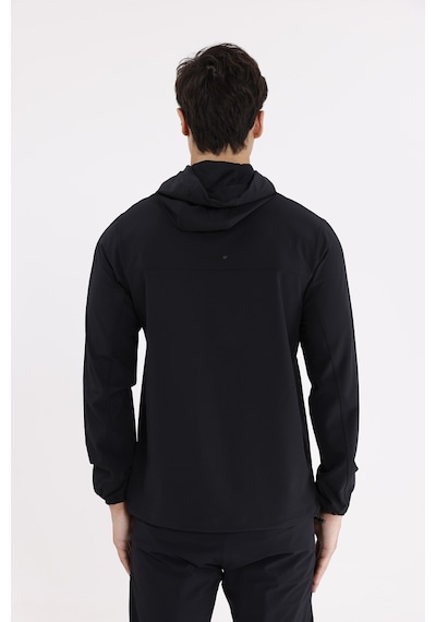 Rowinger Boncuk İşleme Detaylı Rahat Kalıp Şehir Stili Kapüşonlu Sweatshirt Black