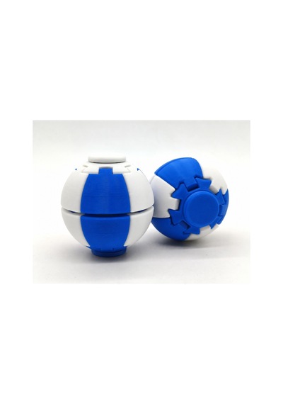 Alvera Press Küresi 3d Baskı Dönüşen Mekanik Fidget Stres Oyuncağı-mavi-beyaz