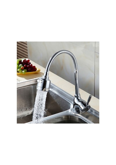 - Hareketli Lavabo Başlık - Batarya Başlığı - Mutfak Musluk Hortum - Krom Kubar