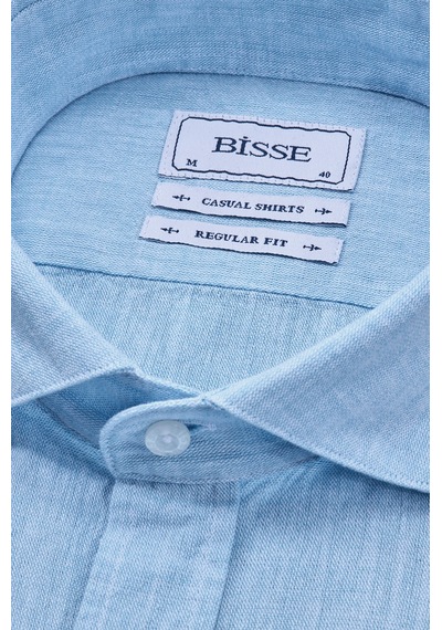 Bisse Alt Birit Yaka Regular Fit Uk Gömlek T Cep Turkuaz Gmktna122009 D31 Turkuaz