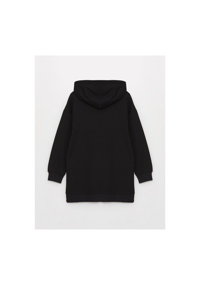 LC Waikiki Kapüşonlu Düz Uzun Kollu Kadın Sweatshirt Tunik Siyah