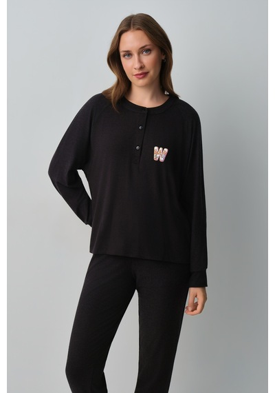 Suwen Ginger Pijama Takımı Wsh10510172897 Antrasit Melanj
