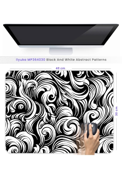 İlyuka Mousepad 40x30cm Gaming Mp364030 Black-white A. Patterns