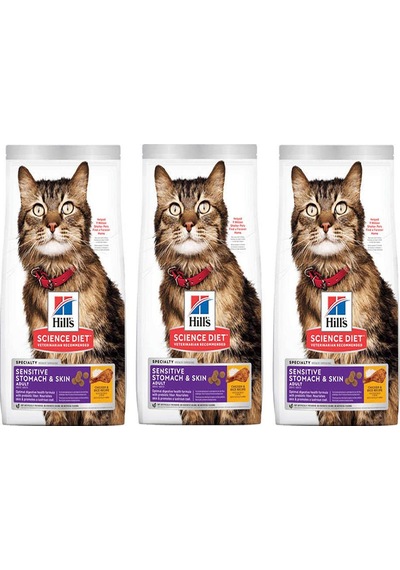 Hill's Feline Sensitive Stomach & Skin Tavuklu Yetişkin Kedi Maması 3 x 1500 G