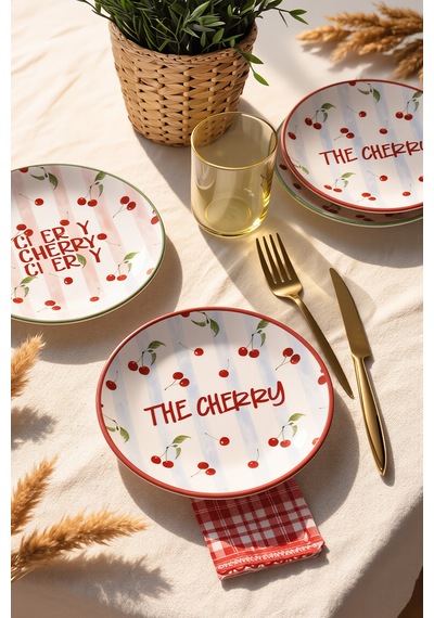 Keramika Cherry Ege Pasta Tabağı 20 Cm 4 Adet 23950-51 Çok Renkli