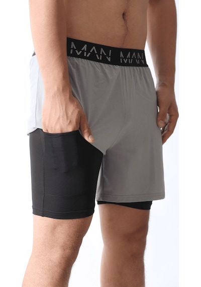 Nature The Brand Unisex Şort,astarlı Şort,gym Şort, Fitness Şort,gizli Cepli Şort, Fitness Taytlı Şort Antrasit