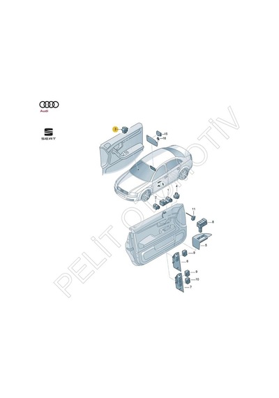 Audi A4 Sağ Ön Arka Tekli Cam Düğmesi 8e0959855 2005-2005