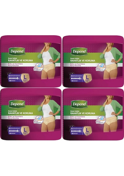 Depend Emici Külot Hasta Bezi Large Büyük Kadın 40 Adet 4pk 10 L