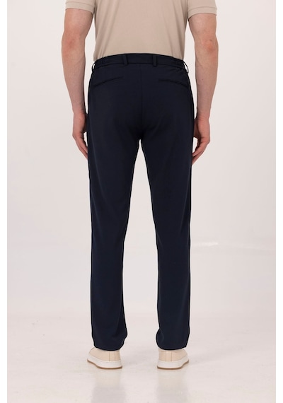 Sabri Özel Lacivert Yanı Lastikli Köprülü Kemerli Slim Fit Jogger Pantolon
