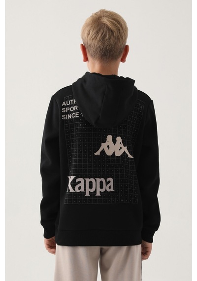 Kappa Siyah Yaka Fermuarlı Kapüşonlu Erkek Çocuk Sweatshirt