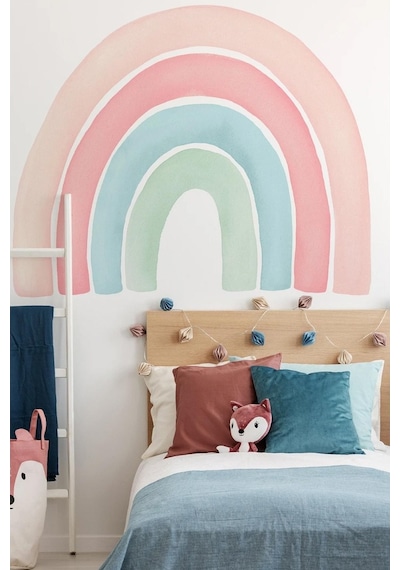 MSticker Soft Pastel Tonlarda Büyük Boy Gökkuşağı Çocuk Odası Sticker Seti