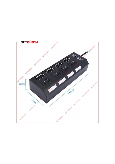 4 Port Usb 2.0 Çoklayıcı Hub Anahtarlı Işıklı On Off Düğmeli