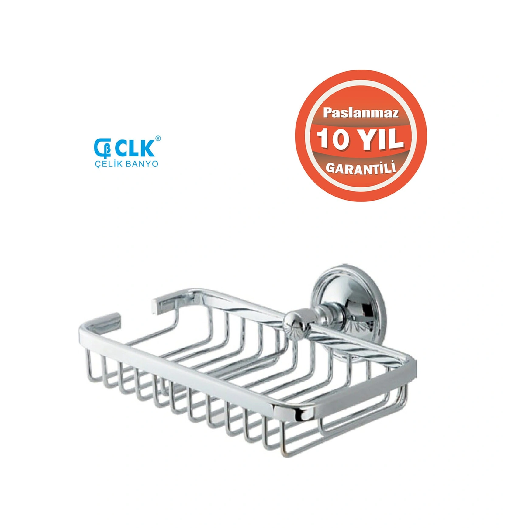 Çelik Banyo Paslanmaz Pirinç Mercan 10x19 Rozetli Sabunluk Süngerlik Krom