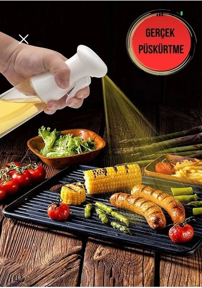 . Püskürtmeli Air Frey Cam Sprey Yağ Şişesi Zeytinyağı Limon Püskürtücü Yağdanlik 200 Mı Beyaz Diğer