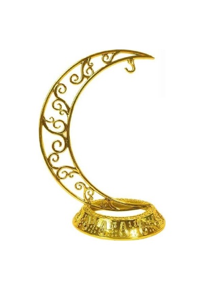 28 Cm Ramazan Dekoratif Masa Üstü Hilal Gold Altın Plastik Tabanlı Süs Diğer