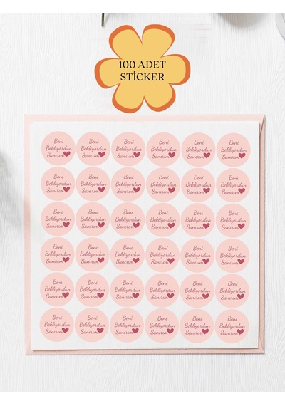 100 Adet Teşekkür Ederiz Stickers Paketleme Kargo Çıkartma Pytıoh