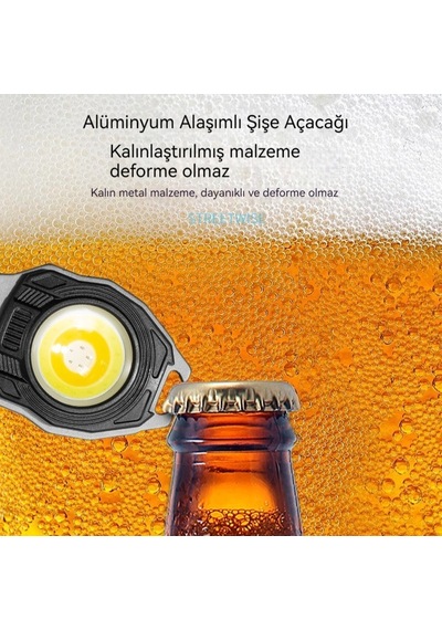 Çok Fonksiyonlu Şarj Edilebilir Led Anahtarlık Çakmak El Feneri Siyah