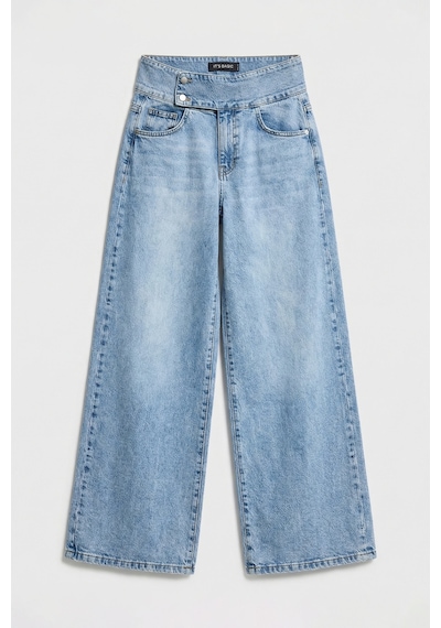 Itsbasic Kadın Ice 4s6-3 Süper Palazzo Kemer Detaylı Komfort Kumaş Denim Jean Buz Mavi