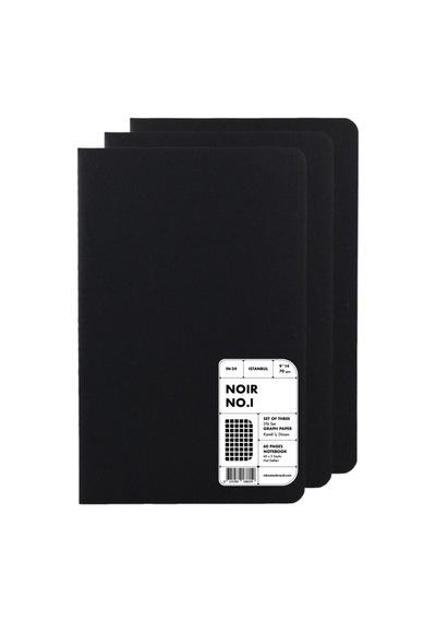 Inknotesbrand : Noir No. I 60 Sayfa Not Defteri - 3'lü Set - 9 X 14 Cm - Çizgisiz