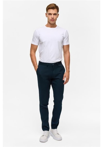 Süvari Lacivert Slim Armürlü Pantolon Lacivert