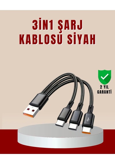3 Ü 1 Arada Hızlı Şarj Kablosu İos Android Type-c Uyumlu .