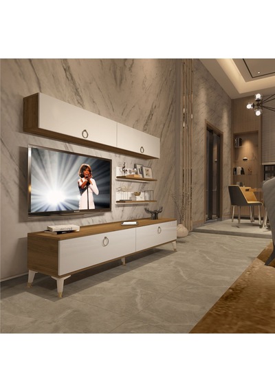 Decoraktiv Eko 5 Mdf Std Gold Tv Ünitesi Tv Sehpası Pera - Beyaz