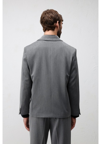 Antioch Relax Fit Kruvaze Erkek Blazer Ceket Gri