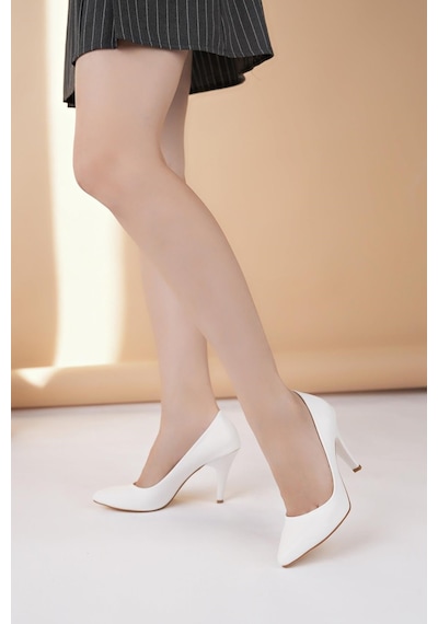 Nesilshoes Nesil Shoes Bln 501 Beyaz İnce Topuk Kadın Stiletto
