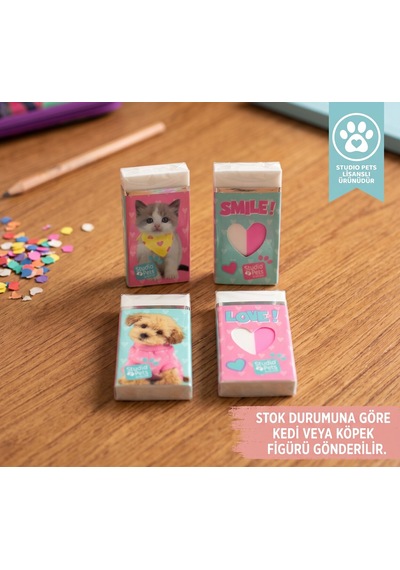 Bakgelal Studio Pets Lisanslı Silgi Kedi Köpek Desenli Çocuk Okul Kırtasiye Silgisi - 9020877857706