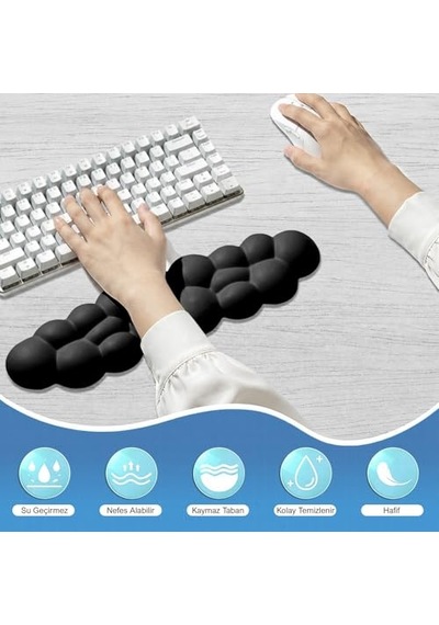 Ayrex Klasse Cloud Klavye Ve Mouse Bilek Destek Seti, Bulut Ergopad, Kaymaz Tabanlı, Nefes Alan Kumaş, Hassasiyet Önl