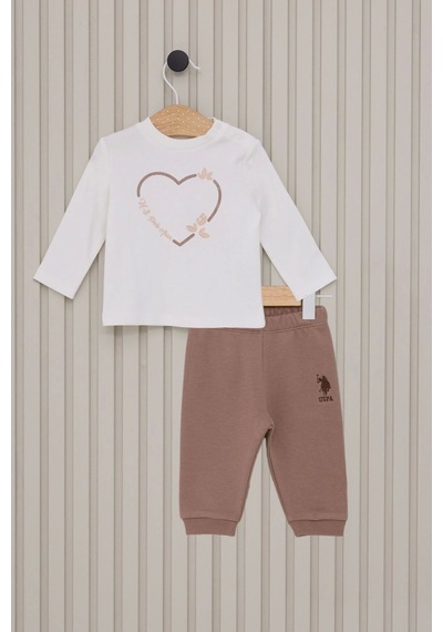 U.S. Polo Assn. Kız Bebek 3lu Takım - Vizon Vizon
