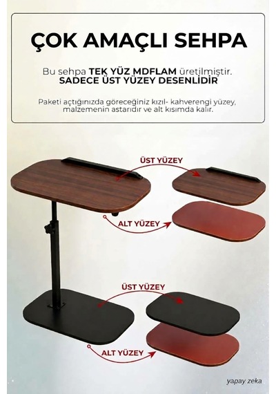 Ayarlanabilir Mdf Laptop Sehpası Ayaklı Çok Amaçlı Sehpa 30x40 Cm Ceviz