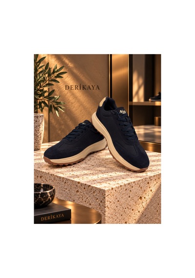 Derikaya Erkek Bağcıklı Kontrast Tabanlı Günlük Sneaker Lacivert
