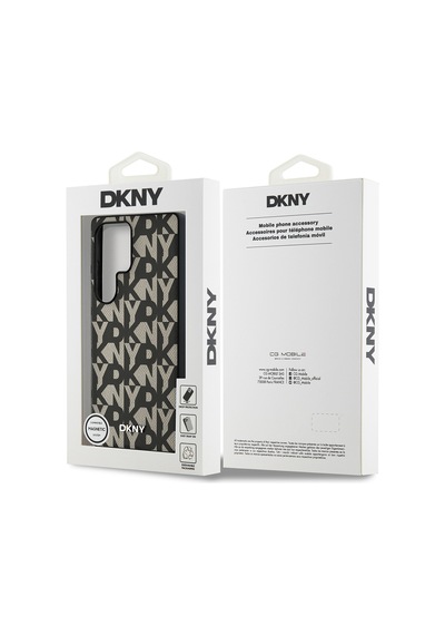 Galaxy Uyumlu S25 Ultra Kılıf Dkny Lisanslı M-safe Şarj Özellikli 3d Yazılı Grid Pattern Kapak Gri
