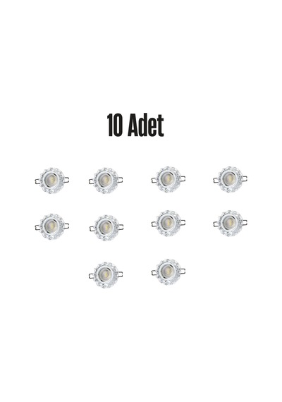 Ct-6595 Karanfil Cam Spot Ampülsüz Led Efekli 10 Adet - 3 W Led Çerçeveli Beyaz