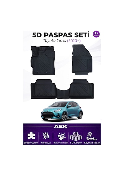 Toyota Yaris 2020+ Araca Özel Havuzlu "karbon" Paspas Takımı