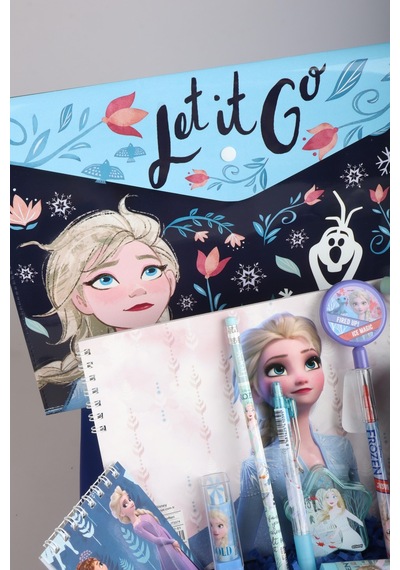 Dekomus Lisanslı İle Gıft Box Özel Kutulu "elsa'nın Mucizesi Kırtasiye Seti" Çıtçıt Dosya,pipetli Bardak,silgi,not Defteri Altın