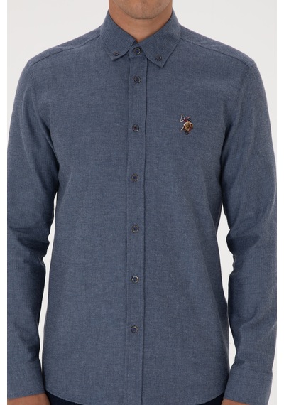U.S. Polo Assn. Erkek İndigo Uzun Kollu Basic Gömlek 50307686-VR028 U.S. Polo Assn. Erkek İndigo Uzun Kollu Basic Gömlek 50307686-VR028