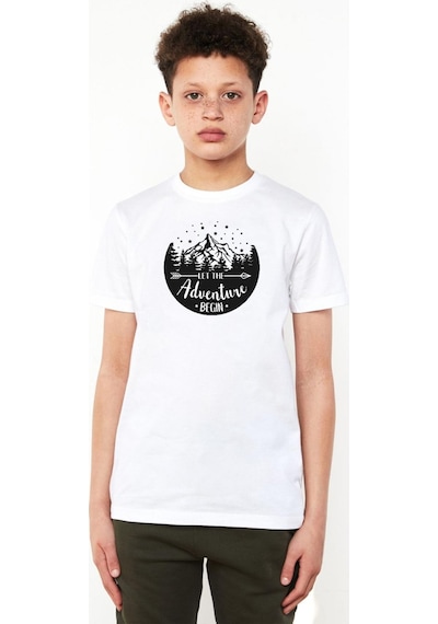 Tshirthane Let The Adventure Begin Beyaz Çocuk Bisikletyaka Tshirt 001