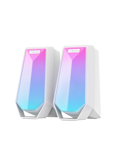 Mikado Md-188 2.0 5w 2 Bluetooth Beyaz Rgb Aydınlatmalı + Usb Kablo Usb 5v Speaker Hoparlör