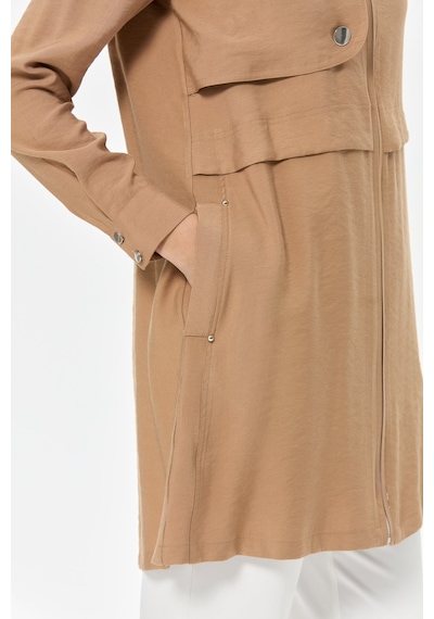 Esswaap Aller Detaylı Kapişonlu Fermuar Kapamalı Giy Çık Tunik Camel CAMEL
