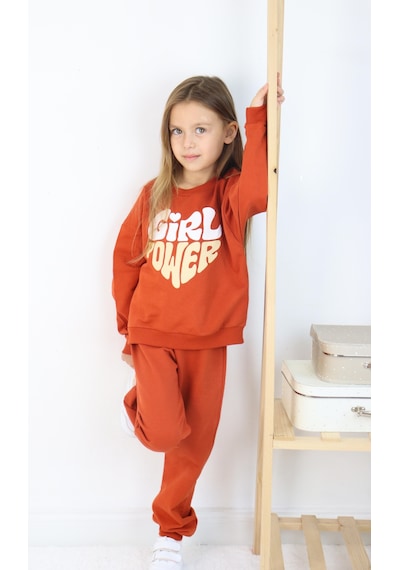 Miababy Girlpower Baskılı Takım Kiremit