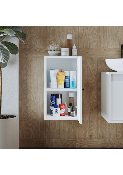 Banyo Dolabı Mat Mdf 60 X 35 Cm Banyo Boy Dolabı Beyaz Mat Beyaz