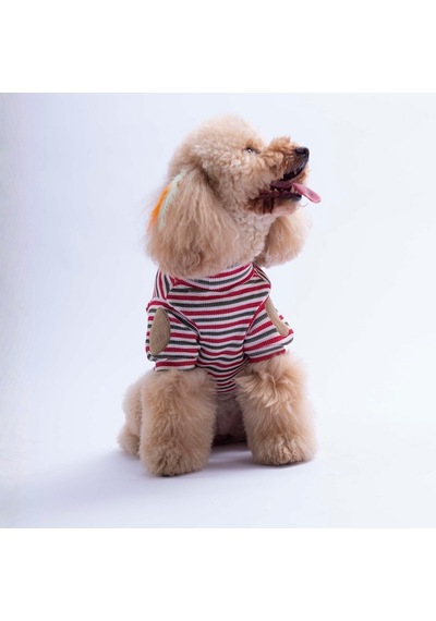 Kırmızı Marseille Softline Çizgili Kedi Köpek Sweati Köpek Kıyafeti Kedi Kıyafeti