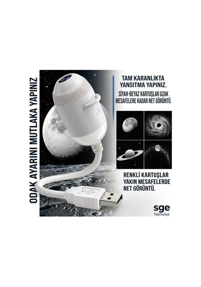 Mighty 10 Siyah Beyaz 14 Renkli Desenli Usb Led Projektör Gece Lambası 360 Derece Ayarlanabilir Esnek Yansıtıcı