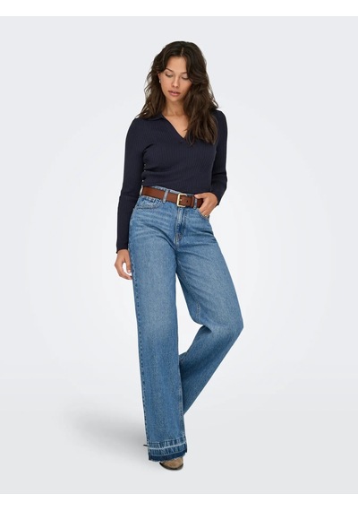 Only Onlkaya Ls Polo Knt Noos Kadın Polo Yaka Triko Kazak 15344841 Lacivert