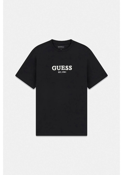 Guess Cn Ss Guess Logo Contrast Stıt Siyah Erkek T-shirt M6gı16k3032-jblk
