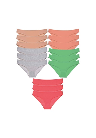 15 Adet Süper Eko Set Likralı Kadın Slip Külot Soft Renkler Çok Renkli
