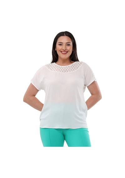 Hanezza Kadın Büyük Beden Ekru Bisiklet Yaka Yarasa Yarım Kol 42-52 Dantelli Krep Kumaş Bluz Ekru - 4035086 Ekru Hanezza Kadın Büyük Beden Ekru Bisiklet Yaka Yarasa Yarım Kol 42-52 Dantelli Krep Kumaş Bluz Ekru - 4035086 Ekru