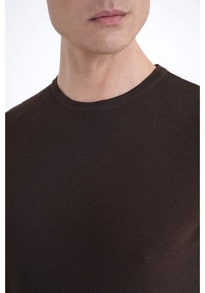 Efor Comfort Fit Rayon Karışımlı Kahverengi Bisiklet Yaka Tişört Ts 925